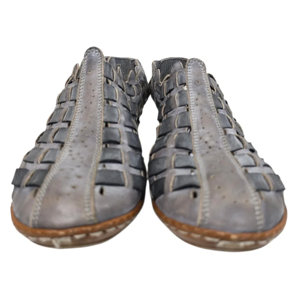 Rieker Antistress Woven Leather Slingback Sandals Women Size 37‎ Gray